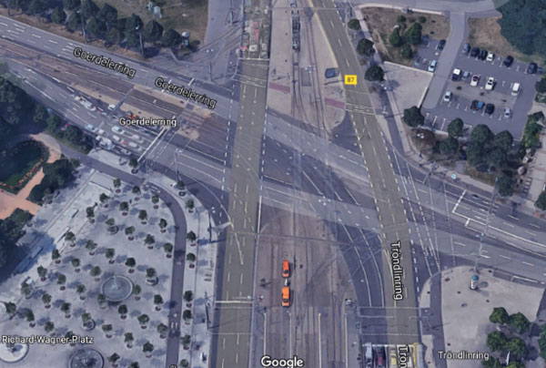 crossroads in Leipzig nowadays